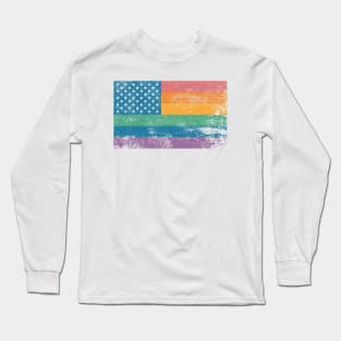 American Flag Rainbow Long Sleeve T-Shirt